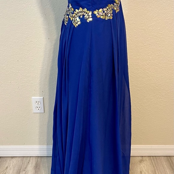 Blush Prom by Alexia Long Royal Blue Strapless Dress With Rhinestone Bustier - 4 - Picture 6 of 11